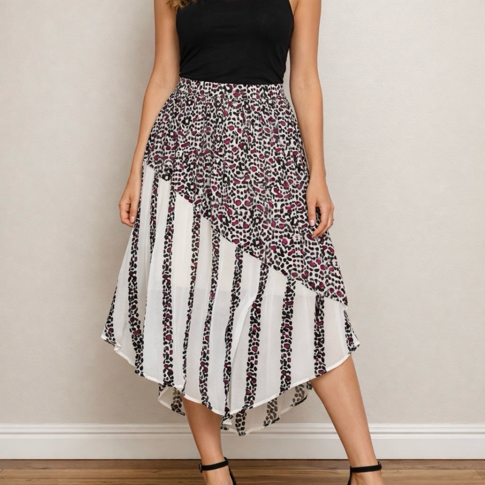 Lane Bryant Asymmetrical Animal Print Midi Skirt NWT Size 14